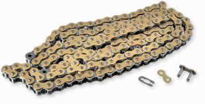 Kedja 415H, guldeloxerad. 118 länkar, hög kvalité.