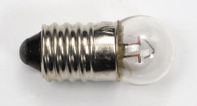 Glödlampa E10, skruv. 6 volt, 5 watt.