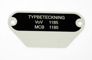 Typskylt MCB 1185.
