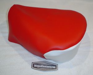 Sadelklädsel Crescent 2000. Röd/vit.