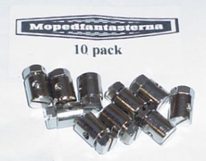 10-pack skruvnippel, diameter 8mm, längd 9mm.