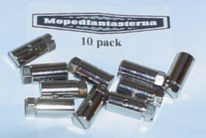 10-pack skruvnippel, diameter 8mm, längd 15mm.