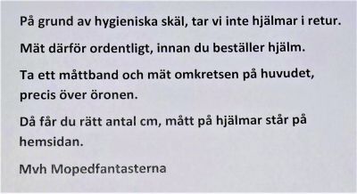 Hjälm information.