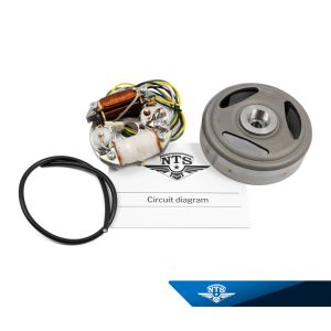 Tändsystem med brytare till ILO G50 Piano, Husqvarna Roulette & Victoria m.fl. 6 volt, 15/5-3 watt.