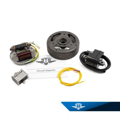 Brytarlöst tändsystem 6 volt, 33 watt. Sachs 50S.