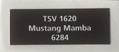 Typskylt, TSV 1620. Mustang Mamba.