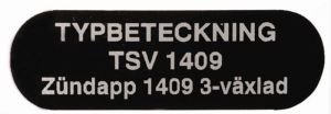 Dekal typbeteckning Zundapp, TSV 1409, 1961-84, säljs styckvis.
