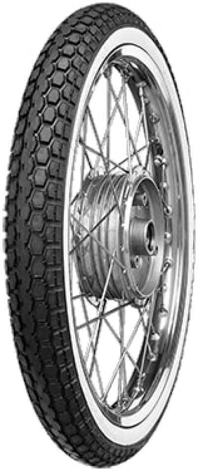 Däck Continental KKS10 WW. 2,75-17 (21x2,75), med vit däcksida.