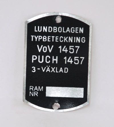 Typskylt VoV 1457 Puch Dixie, säljs styckvis.